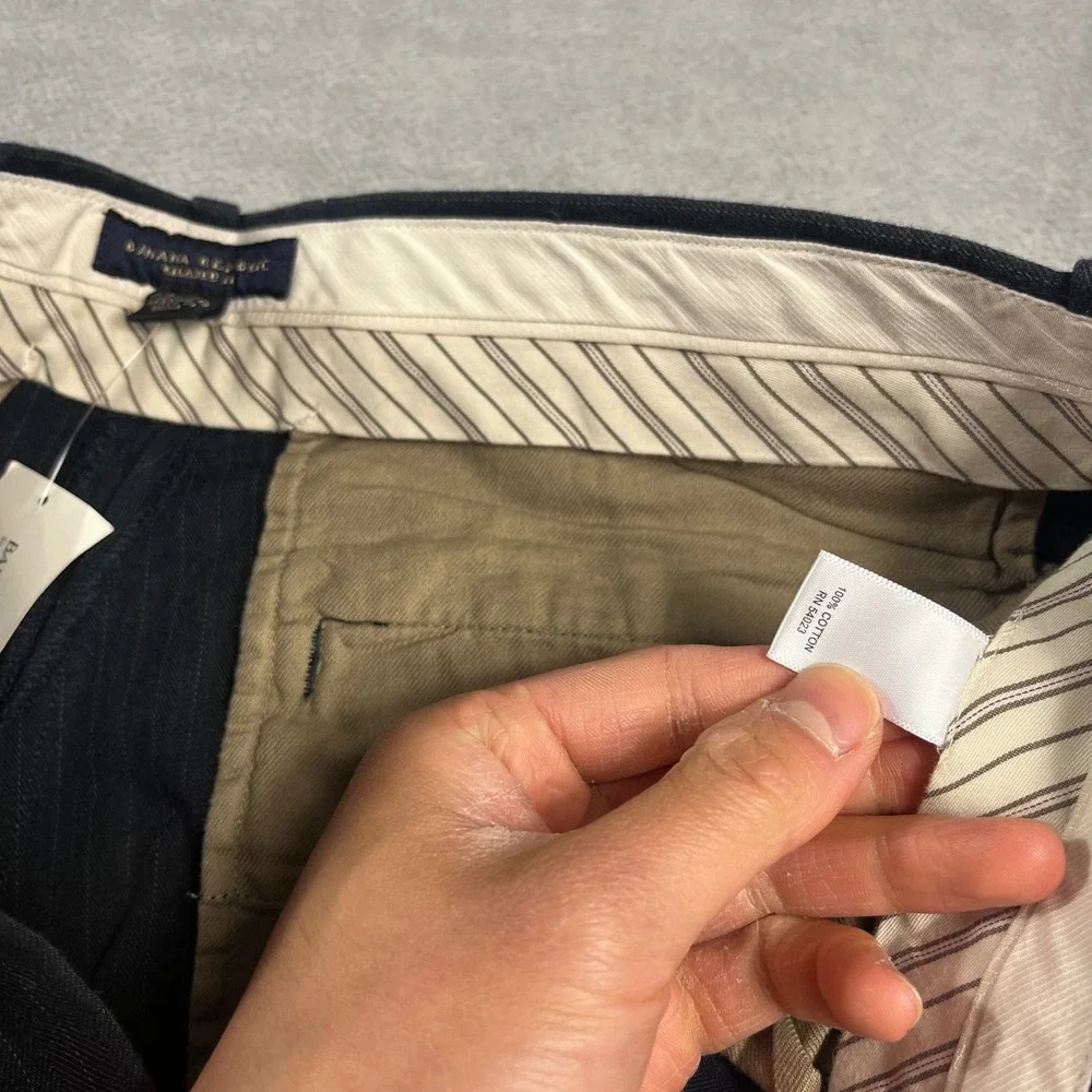 Banana Republic‎ Mens Relaxed Fit Pinstripe Chino Pants Navy Blue 33x30 NEW